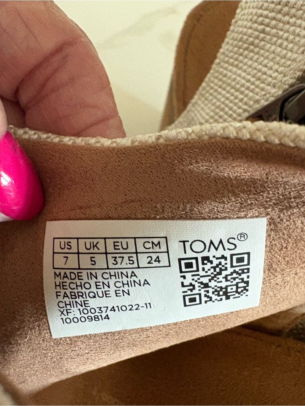 TOMS Majorca Cut Out Sandal Block Heel Natural Ivory Canvas Zip Side Size 7 - Picture 5 of 6